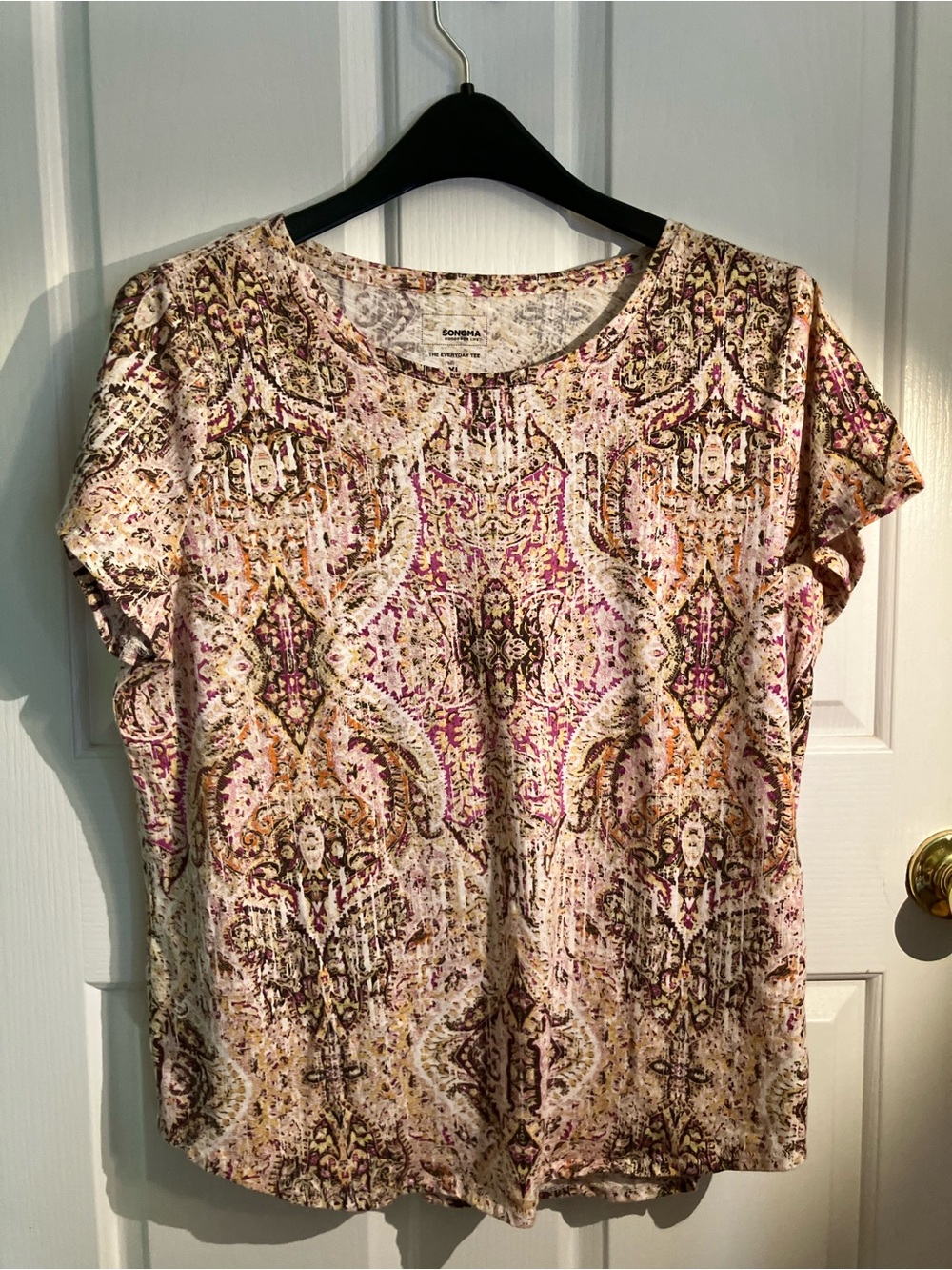 Sonoma Paisley Short Sleeve Tee - Pink, Cream & Brown
